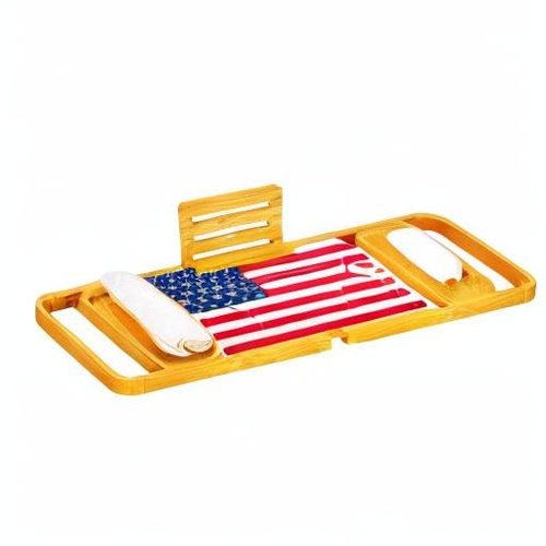 Premium Bamboo Bathtub Tray Caddy - 2024 New Bath Caddy Tray - Luxury Bathtub Tray Table - Bath Tub Tray, Expandable Size, Fits Most Bath Tubs
