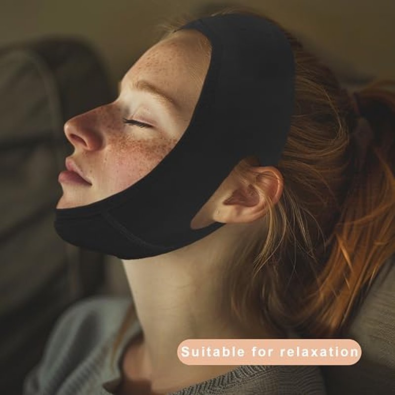 Yuibthr Chin Strap for Sleeping, V Line Lifting Mask, Reusable Face Strap, Jaw Exerciser (Black-Fall Garland-D)