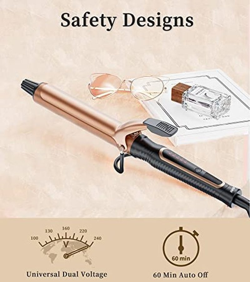 Svoky 1 Inch Tourmaline Ceramic Curling Iron | Professional Wand for Full Curls | Fast Heat Up, Dual Voltage for Travel