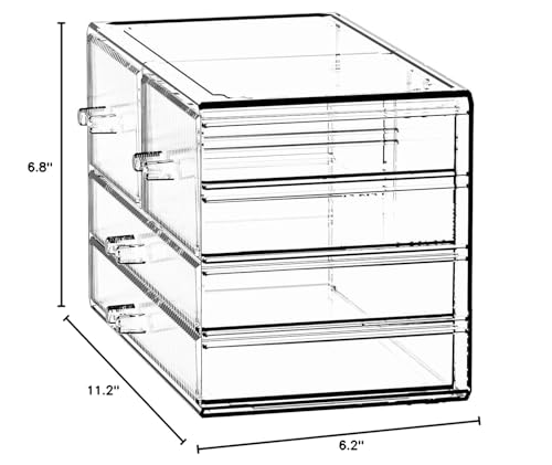 ZHIAI Stackable Storage Drawers, Acrylic Bathroom Counter Organizer Clear Makeup Organizers for Vanity, Kitchen Cabinets, Bathroom, Undersink, Home Organization and Storage (4 Drawers, Pattern D)