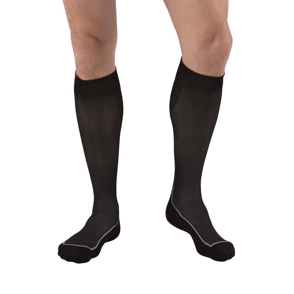 JOBST Sport Knee High 15-20 mmHg Compression Socks, Black/Cool Black, Large
