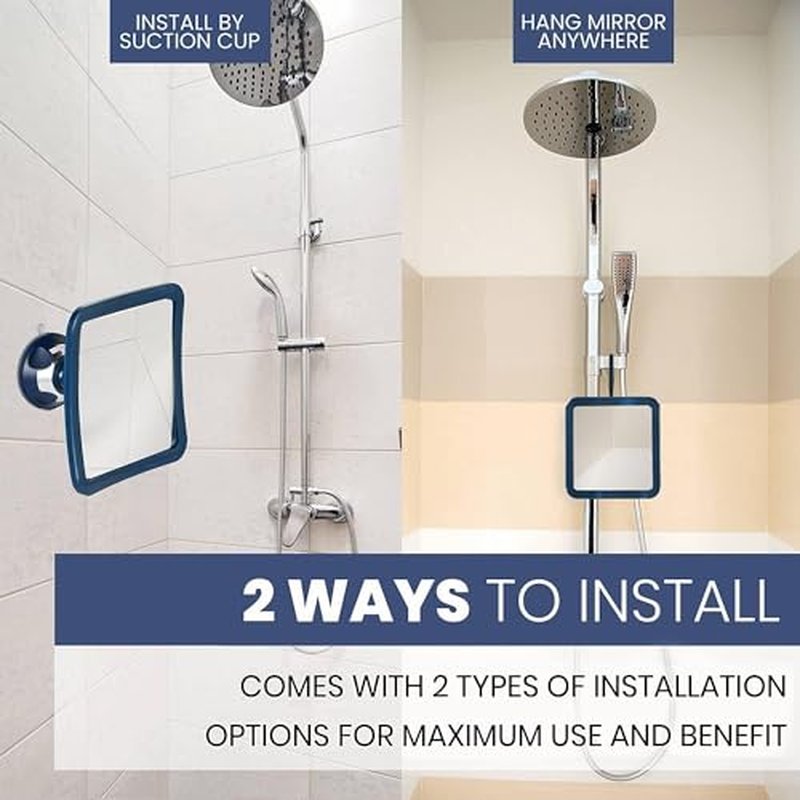 MIRRORVANA Fogless Shower Mirror for Shaving with Improved Suction and 360° Swivel - Unbreakable Fog Free Mirror for Men and Women - 6.3" x 6.3" (Bronze)
