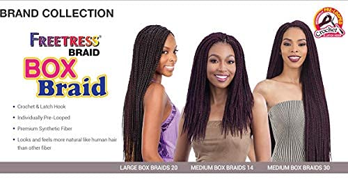 FreeTress Synthetic Hair Crochet Braid Medium Box Braids (4-Pack, 1B)