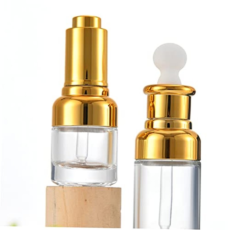 HONMEET 6pcs Essential Oil Bottle Portable Fragrance Clear Container Travel Perfume Bottle Essential Oil Container Aromatherapy Bottle Liquid Containers Golden Glass