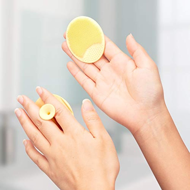 4 Pack Face Scrubber,JEXCULL Soft Silicone Facial Cleansing Brush Face Exfoliator Blackhead Acne Pore Pad Cradle Cap Face Wash Brush for Deep Cleaning Skin Care(Multicolor A)