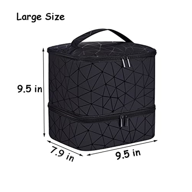 RZMAYIS Nail Polish Carrying Case Bag-Holds 30 Bottles, Double-Layer Nail Polish Storage and Nail Dryer Case (Black)