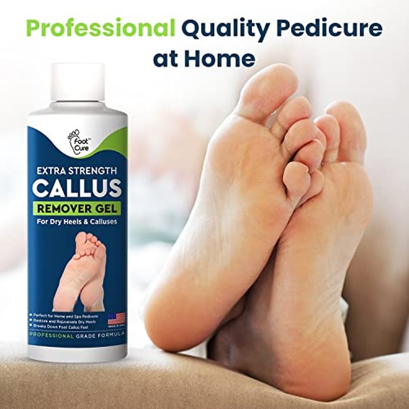 Callus Remover for Feet with Extra Strength Gel & Foot Pumice Stone Set - Easy Way to Remove Hard Calluses & Dead Skin Build-Up - Professional at-Home Foot Care for Men & Women - Made in The USA