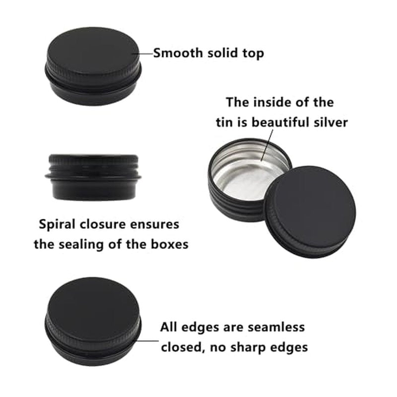 Aluminum Tin Jars Containers,ULIFESTAR Leak Proof Cosmetic Tin Jars Containers,Round Tin Cans with Lids,10PCS Black Cosmetic Sample Refillable Containers for Spice (0.53 ounces 40*18mm/1.57*0.7")