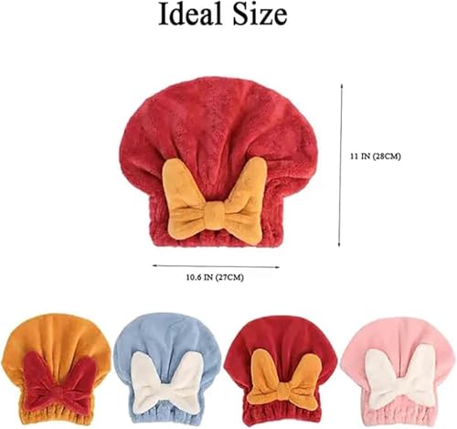 GDSAFS New Super Absorbent Hair Towel Wrap for Wet Hair, 2025 New Microfiber Hair Towel Wrap Dry Turban, Soft Bow Tie Plopping Head Towels Shower Cap, Quick-Drying Thickened for Women (Red)