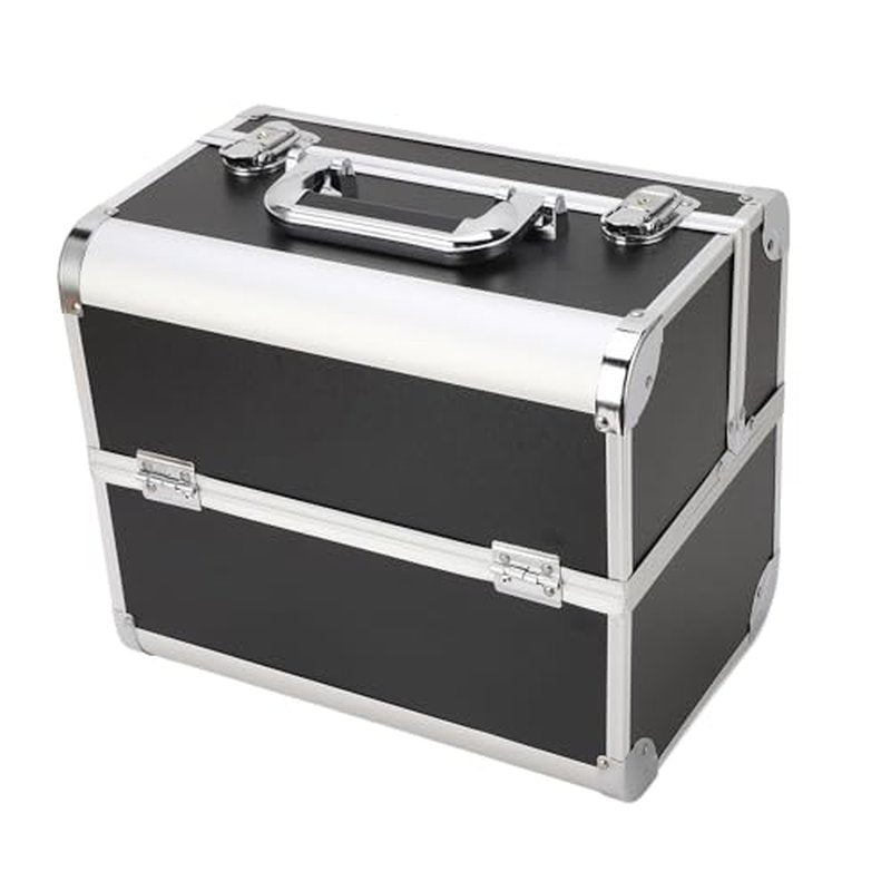 Portable Makeup Case Large Space Portable Multilayer Makeup Case, Novel Design Cosmetic Train Case for Artists, Family and Friends (Black)