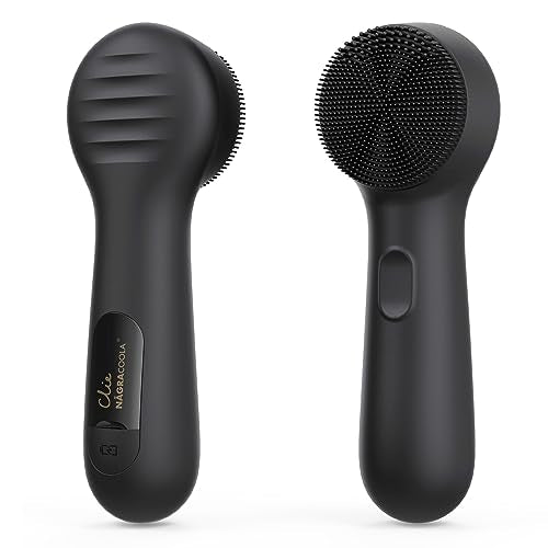 Silicone Face Scrubber, NågraCoola CLIE 2.0 Facial Cleansing Brush, Rechargeable, Waterproof Face Scrub Brush for Cleansing, Exfoliating, Massaging, Electric Facial Exfoliator for Women & Men - Black