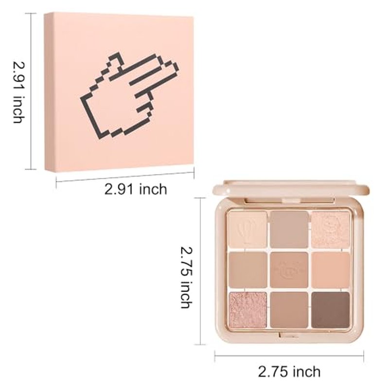 JUAAZIN Nude Eyeshadow Palette Natural Matte Shimmer Glitter 9 Colors, Light Bronw Nude Brown Neutral Warm Eyeshadow Palette, Velvety Matte Finish Long Lasting Waterproof Professional Makeup 01#