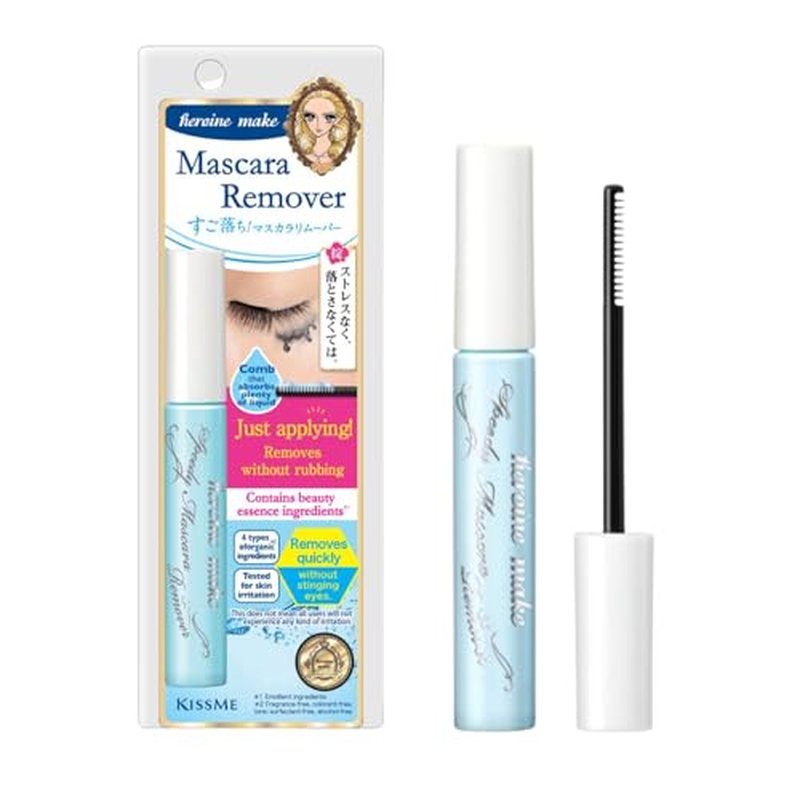 HEROINE MAKE by KISSME Mascara Duo Set | 2 Full-Size - Eyelash Primer EX, Strengthening & Conditioning Treatment + Gentle Eye Makeup Remover for Waterproof Mascara, Fast-Acting Cleanser