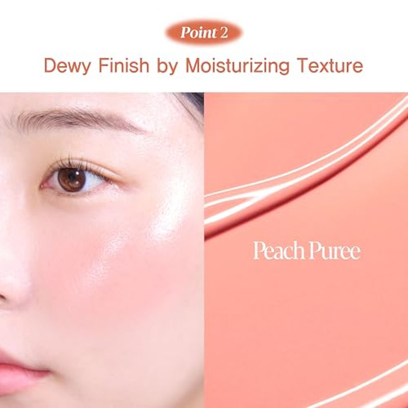 espoir Tone-Pairing Liquid Blush #1 Peach Puree │ Moisturizing Formula To Express Dewy Cheeks │ Watercolor-like Subtle and Beautiful Color Blush │ K-pop Idol Blush of Korean Makeup