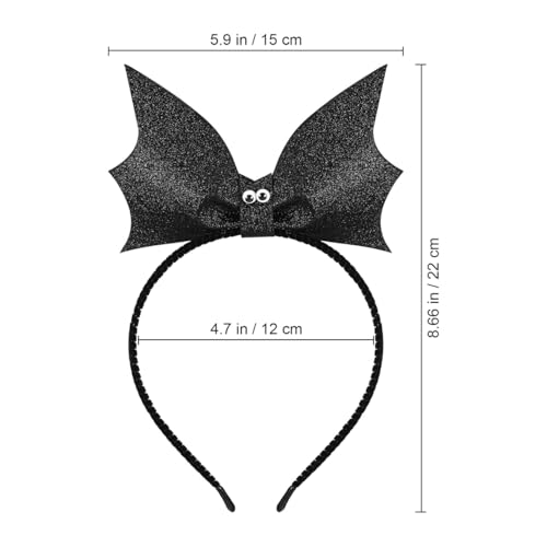 SAFIGLE Sequin Halloween Bat Headband: Black Bat Wing Hair Band Large Bow Hair Accessories for Women Girls for Costume Parties and Festive Celebrations Halloween Party Supplies