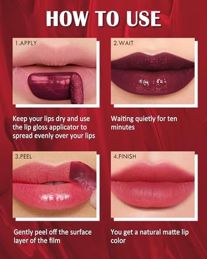Peel Off Lip Stain - Pink Matte Lip Liner Stain Waterproof Long Lasting 24H, Highly Pigmented Lip Tattoo Peel Off Lip Tint Stain, Transfer-Proof and Non-Stick Cup, Liquid Lip Gloss Makeup for Women-01