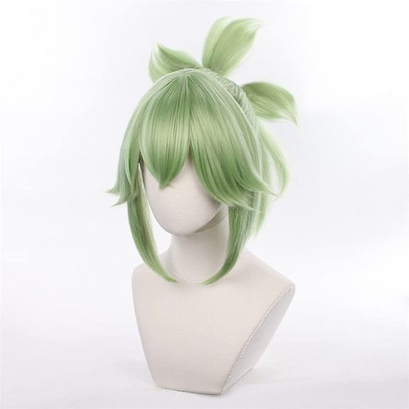 Mystylecos Genshin Impact Kuki Shinobu Green Cosplay Wig Anime Short Olive Fluffy Wig