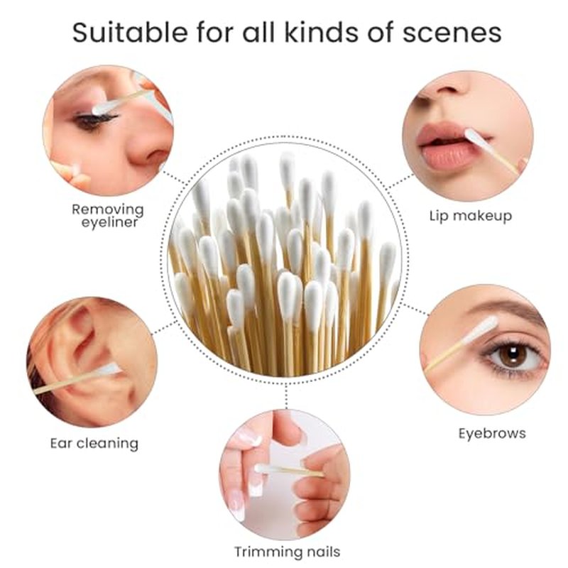 500PCS 6" Long Cotton Swabs in Storage Box - Strong Cleaning Swab with Wooden Handle - Lint Free Cotton Swabs with Wooden Sticks - Cotton Tipped Applicators for Gun Cleaning, Makeup Removing, Pet Care