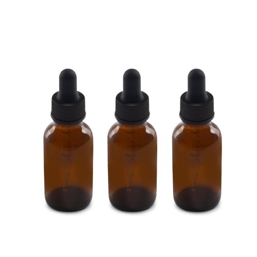The Bottle Depot - 3 Pack - 1 oz Glass Bottle with Dropper - Clear Amber - 20-400 Neck Finish - Boston Round Bottles - Leakproof Essential Oils Bottles