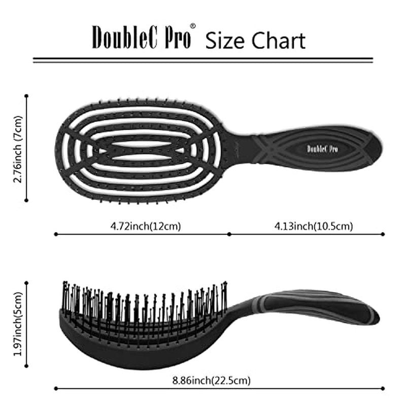 NuWay 4HAIR DoubleC U.S. Patented Double Curved Detangling Brush is Hair Dryer Safe (Iron Black)