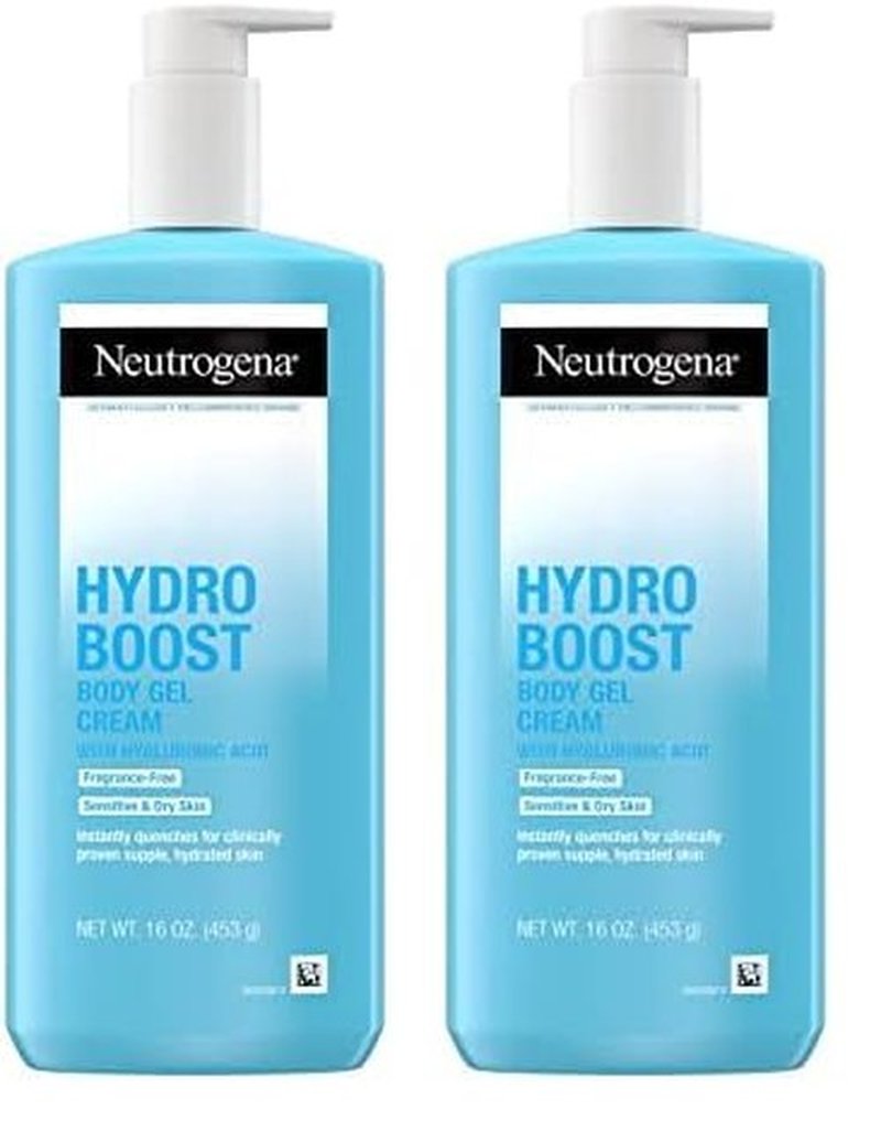 Neutrogena Hydro Boost Body Moisturizing Gel Cream with Hyaluronic Acid, Non-Greasy & Fast Absorbing, Lightweight Hydrating Body Lotion for Normal to Dry Skin, Fragrance-Free, 16 oz (Pack of 2)