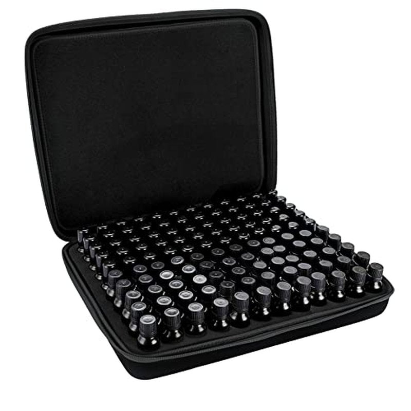 Hipiwe 120 Bottle EVA Essential Oil Storage Carrying Case Holds 5ml 10ml 15ml Bottle Hard Shell Exterior Essential Oils Organizer Holder Traveling Bag with Foam Insert & Handle, Black