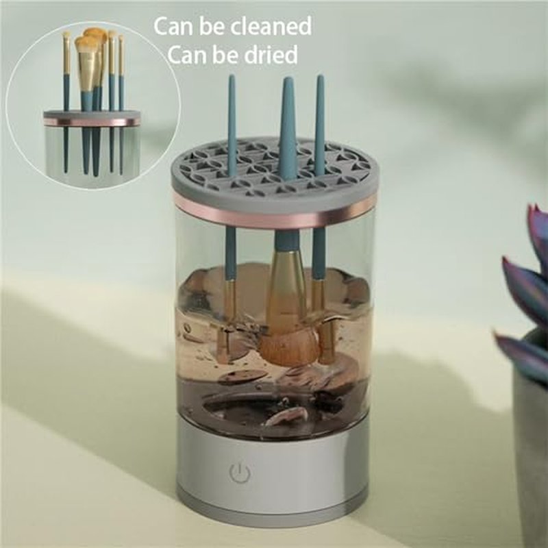Beauty Swirl Cosmetic Brush Cleaner, The Cozy Luna Makeup Brush Cleaner, Electric Make Up Brush Cleaner Machine, Rechargeable & Deep Spinning Cleaning (Black*2,Plug-in Type)