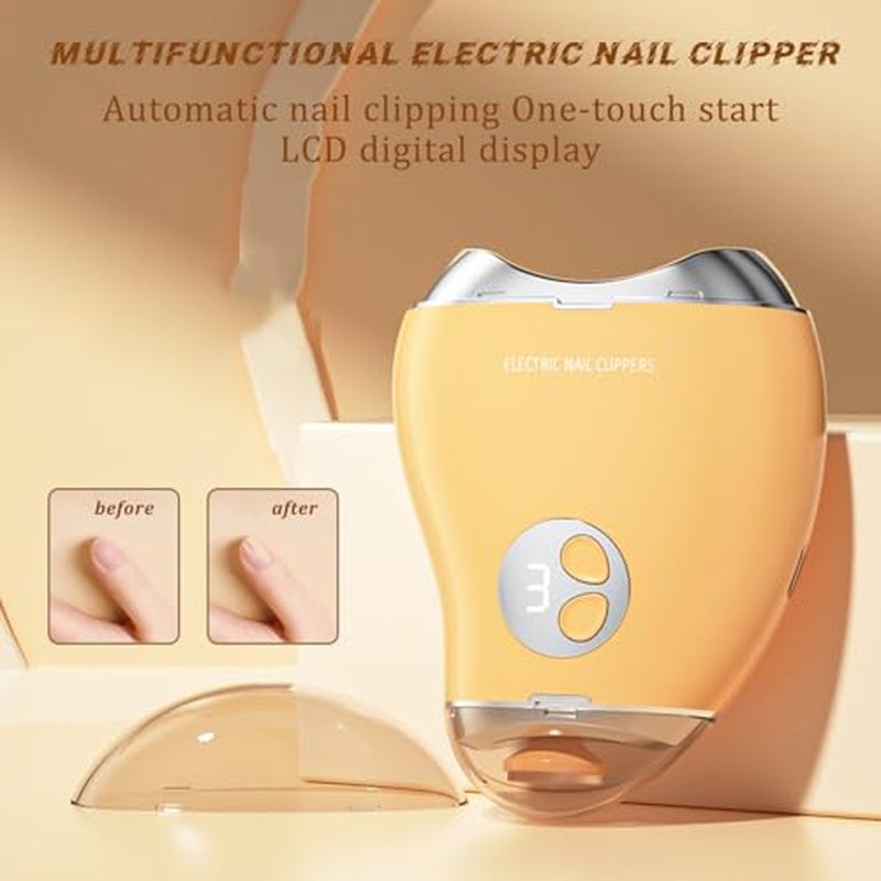 3 in 1 Electric Nail Clipper, Automatic Nail Clippers 2 Speeds with Led Light & USB Rechargeable Safety Fingernail Trimmer for Baby Kids Adults Seniors (White)
