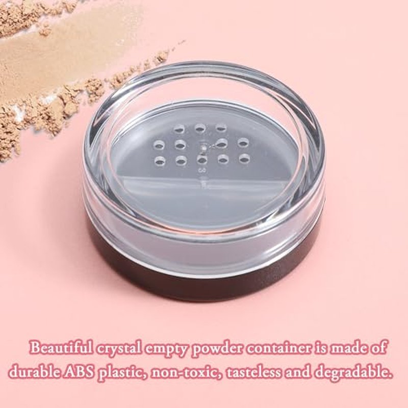 4Pcs 10ml/0.34oz Plastic Empty Travel Powder Container Loose Powder Containers for Women with Rotatable Sifter and Black Screw Lid Face Powder Compact Diy Empty，Small Powder Container(4pcs)