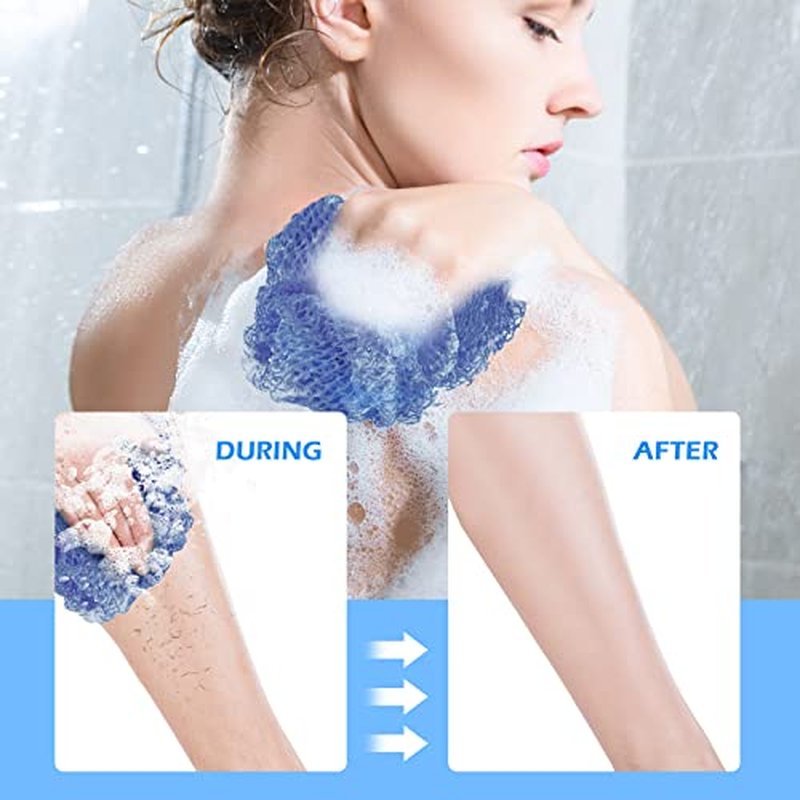 Zerwhil 2 Pieces African Net Sponge, African Exfoliating Net Rip-Resistant Loofah Exfoliating, Body Back Scrubber for Shower, Authentic Long Nylon Exfoliating Back Washcloth Towel for All Skin