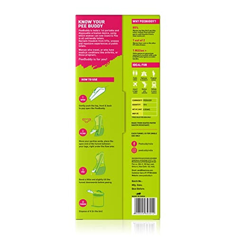 Pee Buddy 10 Funnels Portable Female Urination Device | Disposable Female Urinal Funnel | Travel, Camping & Hiking and Outdoor Activities | Foldable and Compact Stand and Pee Funnel for Women, Girls