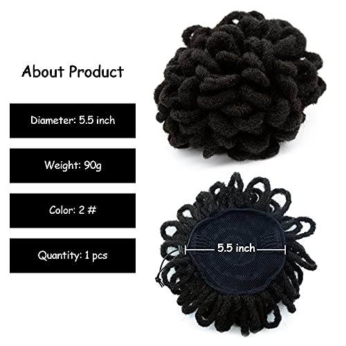 Yinmei Baibian Blue Dreadlock Bun Faux Locs Drawstring Ponytail Dread Loc Petal Buns Curly Afro Puffs Braided Hair Extension Clip in on Braids Hairpieces for Girl(Blue)