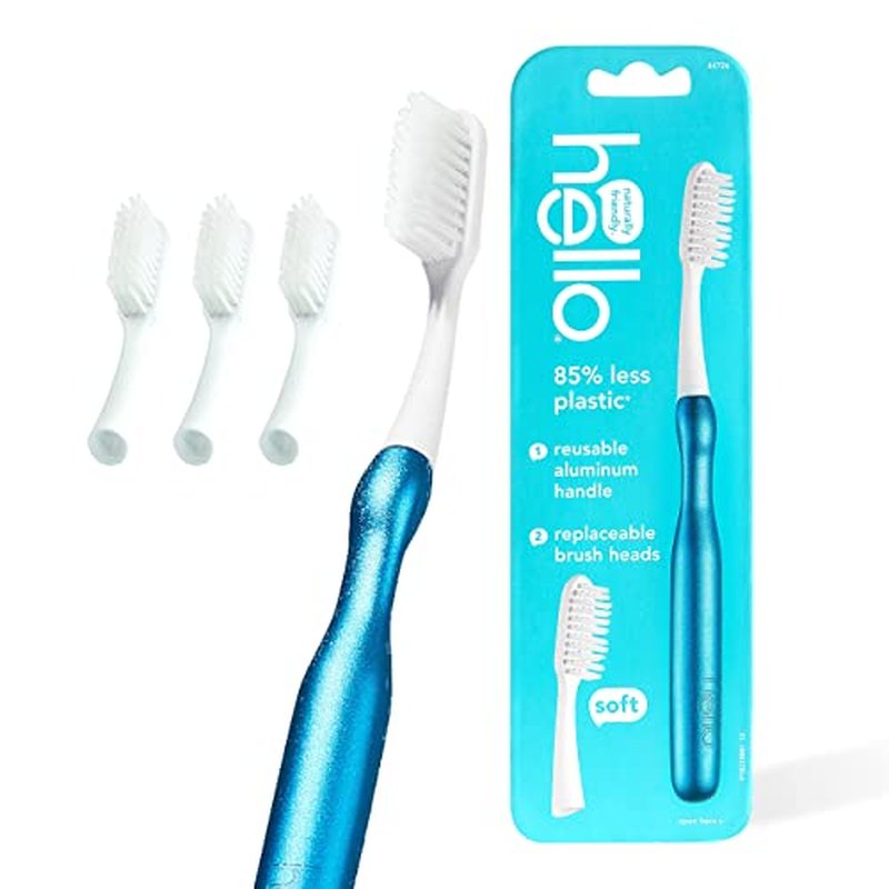 hello Manual Adult Charcoal Toothbrush Replacement Head Refills, Soft Tapered Bristles, BPA Free, 2 count, 4 Toothbrush Refill Heads