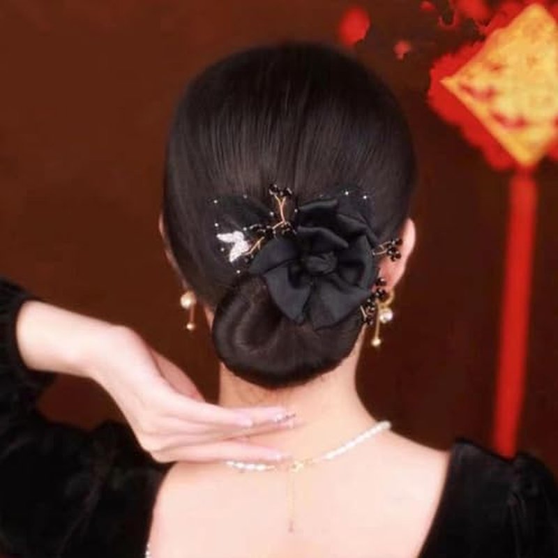 Insstyle Full Star Flower Hair Accessories, Hand Embroidered Flowers Deft Bun Hair, Character Hair Accessories,Lazy Hair Curler (A6)