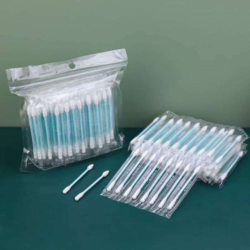 300 Count Individually Wrapped Cotton Swabs, Travel Cotton Swabs, Cotton Stick, Spiral Pointed Cotton Swab, Individually Wrapped Spiral Pointed Swabs for Ear,Makeup,Clean (Blue)