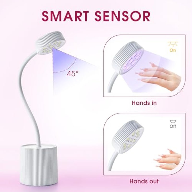 Gel X Lamp 27W Mini Flash Cure Light for Gel X Nails Rechargeable Goose Neck UV Lamp Nail Dryer, Quick Drying Gel X Nail Lamp Flash Cure Lamp for Nail Salon Home DIY Manicure