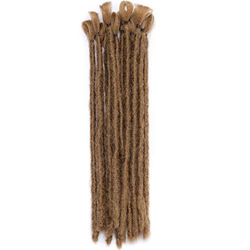 Handmade Dreadlocks Extensions 12" 15 strands Soft Faux Locs Crochet Dreads Hairpieces for Men Reggae Hip-Pop Dark Grey