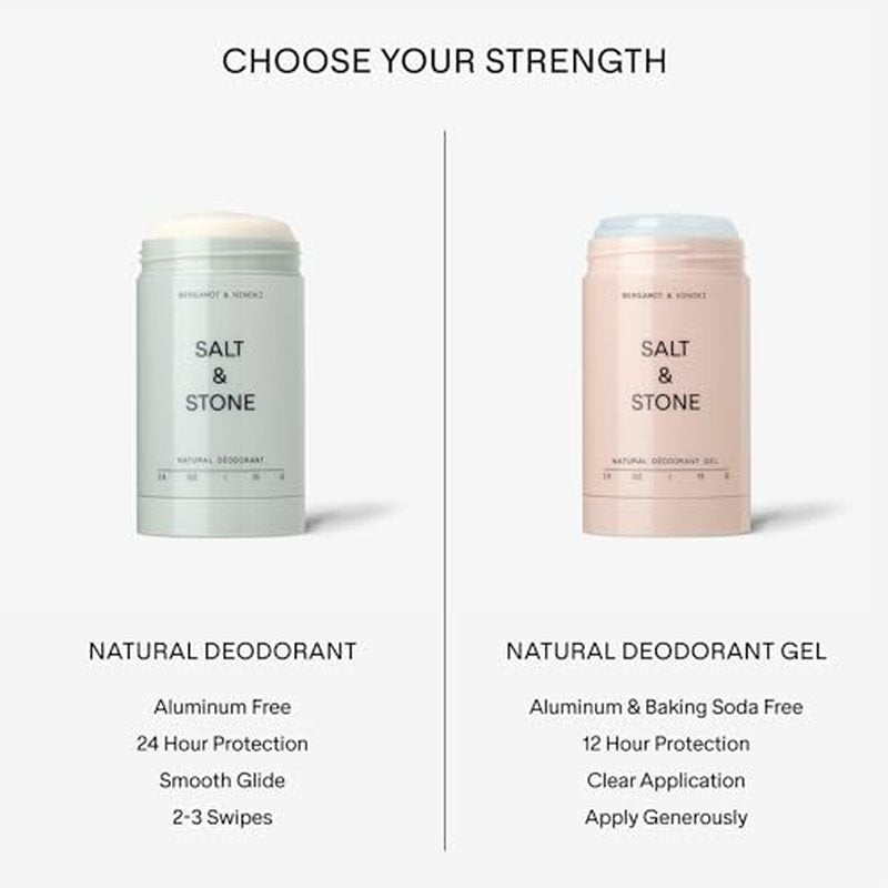 Salt & Stone Natural Deodorant for Women & Men - Bergamot & Hinoki | Extra Strength Natural Deodorant | Aluminum Free with Probiotics, Seaweed Extracts & Shea Butter (2.6 oz)