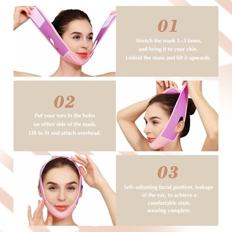 Beiskll Reusable V Line Lifting Mask with Chin Strap, V Shaped Face Mask for Sagging, Jaw Exerciser (Black)