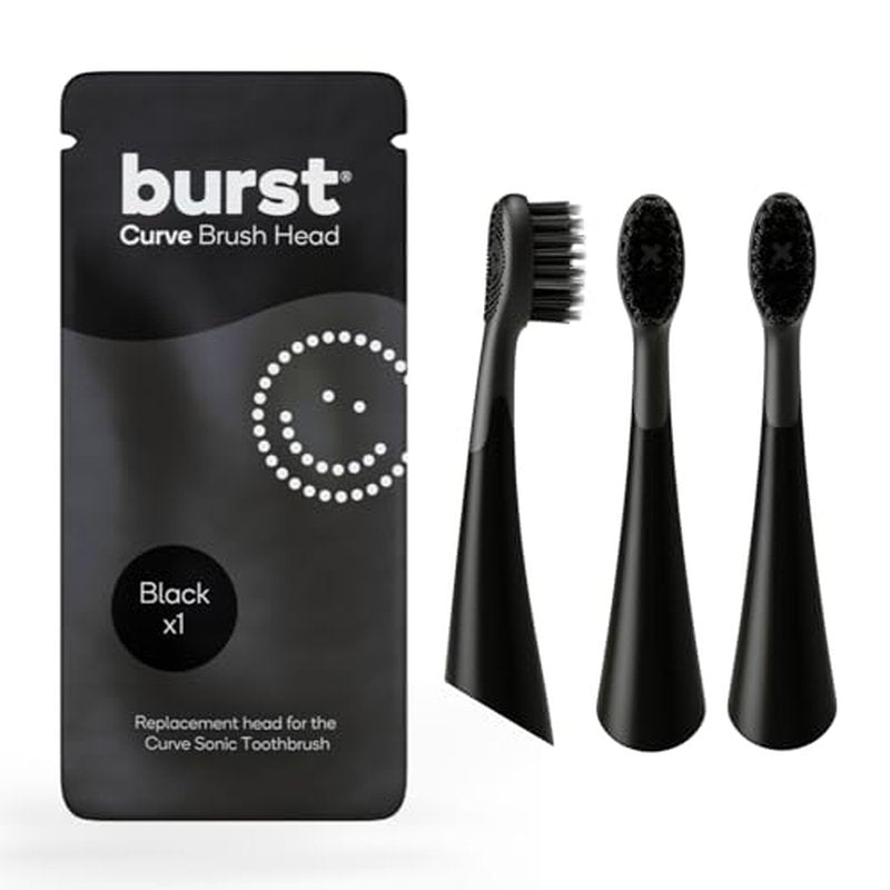BURST Toothbrush Heads - Electric Toothbrush Replacement Heads for BURST Curve Sonic Toothbrushes - (Black)