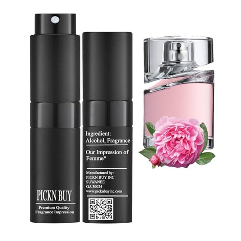 PICKN BUY Luxury Perfume for Women 0.34 Fl oz, Scent Compatible to Boss Femme Perfume, Made in USA, Long-Lasting Spray Comes in Refilable Bottle