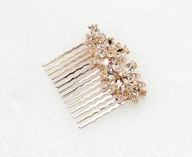 Faship Gorgeous Champagne Rhinestone Crystal Floral Hair Comb