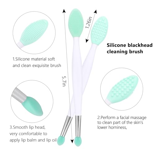 Silicone Face Scrubber, 1pcs Exfoliating Lip Brush, 1pcs Cleansing Brush,2pcs Face Mask Brush Exfoliator Blackhead Skin Care Tool
