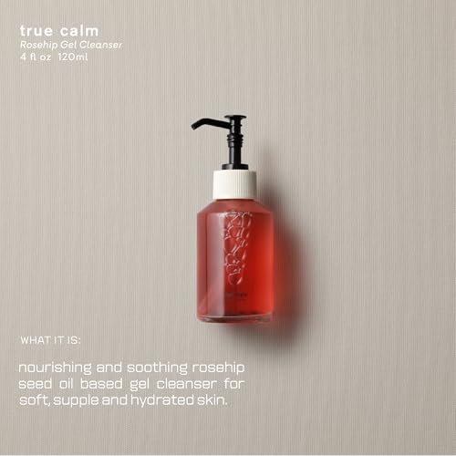 True Calm, Rosehip Gel Cleanser Calms & Hydrates with Rosehip Seed Oil, Polyglutamic Acid, Ashwagandha & Chamomile, Targets Dry, Irritated Skin - 4.05 fl oz