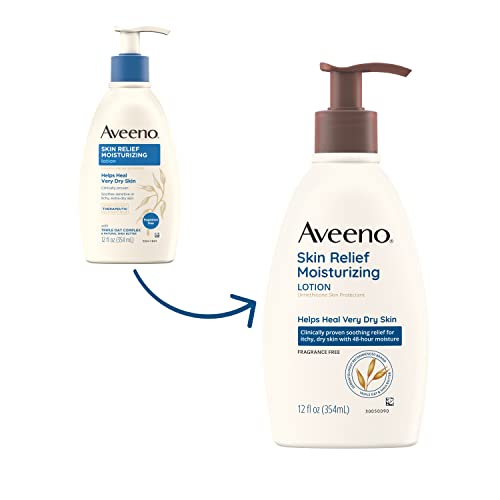 Aveeno Skin Relief Body Care Set, Daily Moisturizing Body Wash for Dry Skin, 18 oz & Skin Relief 24 Hour Moisturizing Body Lotion for Sensitive Skin, 12 oz, Fragrance Free, 2 Pack