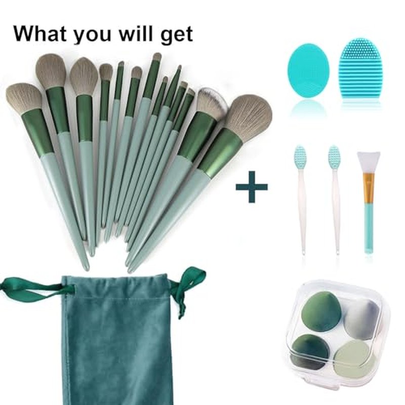 Koccido Makeup Brushes 22 Pcs Makeup Kit,Foundation Brush Eyeshadow Brush Make up Brushes Set (Green, 22 Piece Set Large)