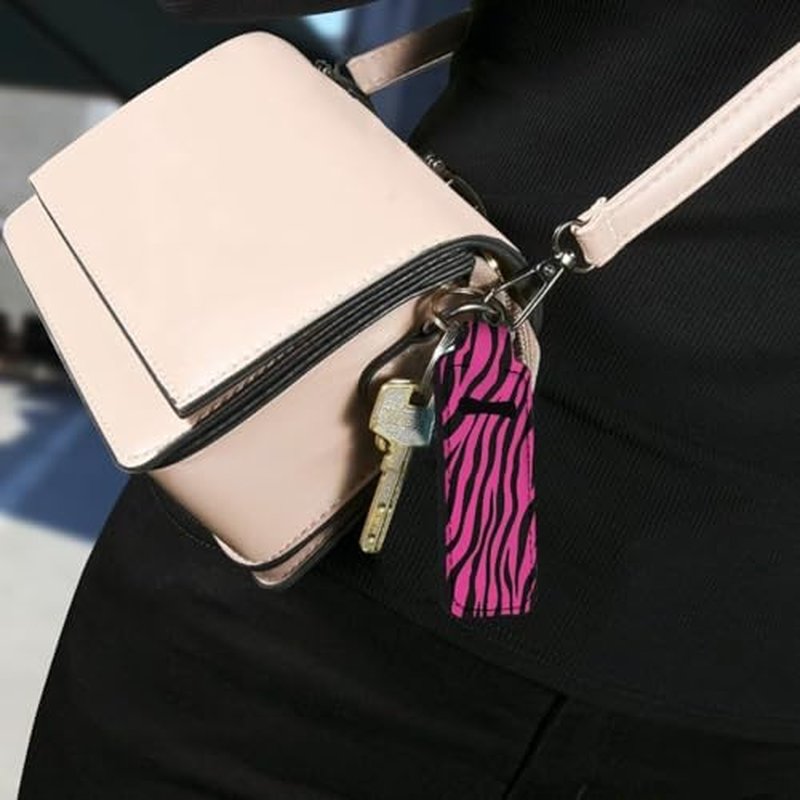 SEANATIVE Zebra Print Lipstick Holder Lipstick Holder Keychain Sleeve Lipstick Pouch Lip Balm Holder Sleeve Portable Key Chains to hold Travel Daily Accessories