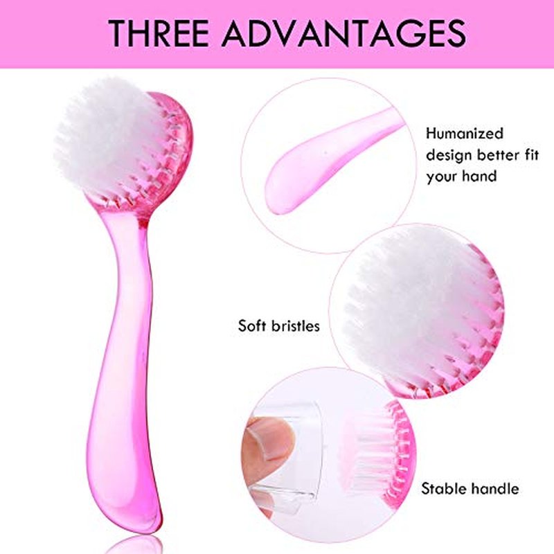 3 Pieces Facial Cleansing Brush Acrylic Handle Face Scrubbers Soft Bristle Exfoliator Cleaner Brush Scrub Exfoliating Facial Brush for Face Care Makeup Skincare Removal (Black)