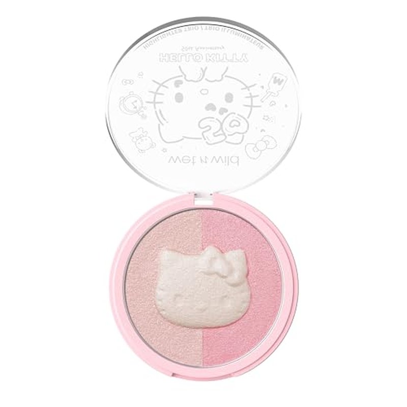 wet n wild Hello Kitty Highlighter Trio, Multi-Dimensional Glow with Iridescent Pearls, Silky-Smooth Buildable & Blendable Formula, Cruelty-Free & Vegan - Cutie Pie