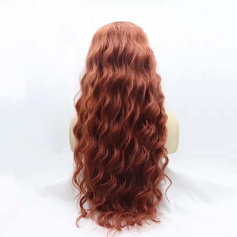 melody wig 350#Color Copper Red Wigs Synthetic Brown Red Lace Front Wigs For Women Hair 1 * 4Lace Wigs Heat Resistant Fiber Loose Wave Hair Wigs Middle Part 24" …